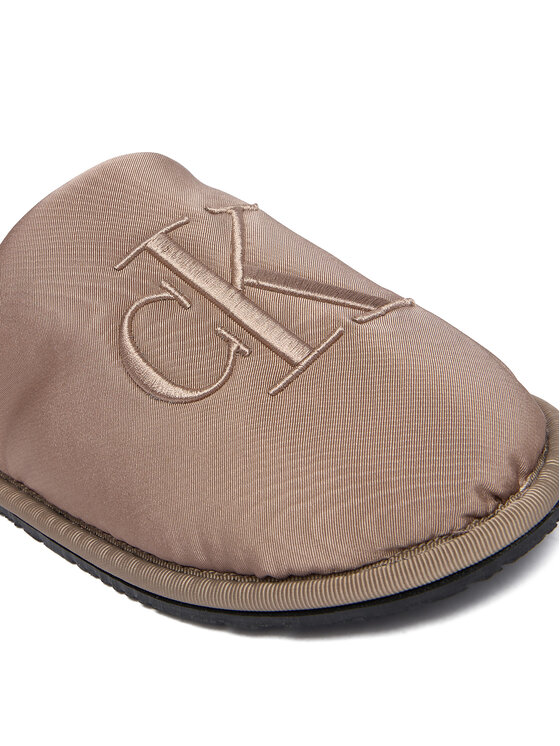 Calvin Klein Jeans Kapcie Calvin Klein Jeans Slipper Satin Moire YW0YW02053 Beżowy