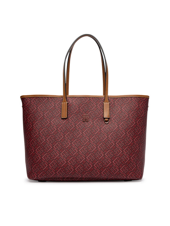 Tommy Hilfiger Torebka Tommy Hilfiger Th Monoplay Tote Le AW0AW17416 Czerwony ciemny