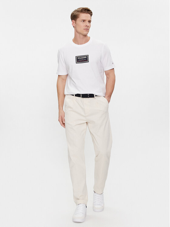 Tommy Hilfiger Tommy Hilfiger Póló Label Hd Print Tee MW0MW34391 Fehér Regular Fit