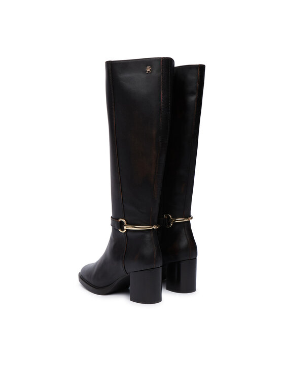 Tommy Hilfiger Μπότες Tommy Hilfiger Th Stud Heel Riding Knee Boot FW0FW09551 Σκούρο καφέ