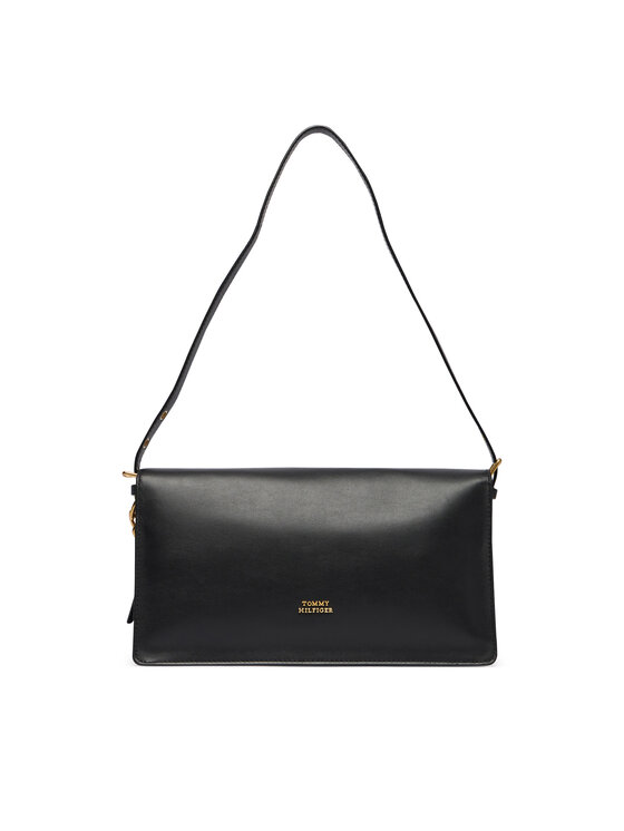 Tommy Hilfiger Borsetta Tommy Hilfiger Crest Leather Conv Shoulder Bag AW0AW19015 Nero