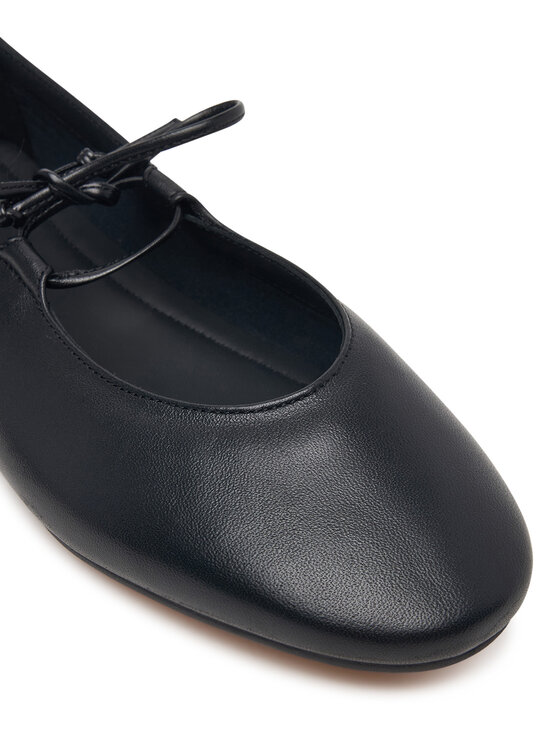 Tommy Hilfiger Balerini Tommy Hilfiger Lace-Up Leather Ballerina FW0FW09542 Negru