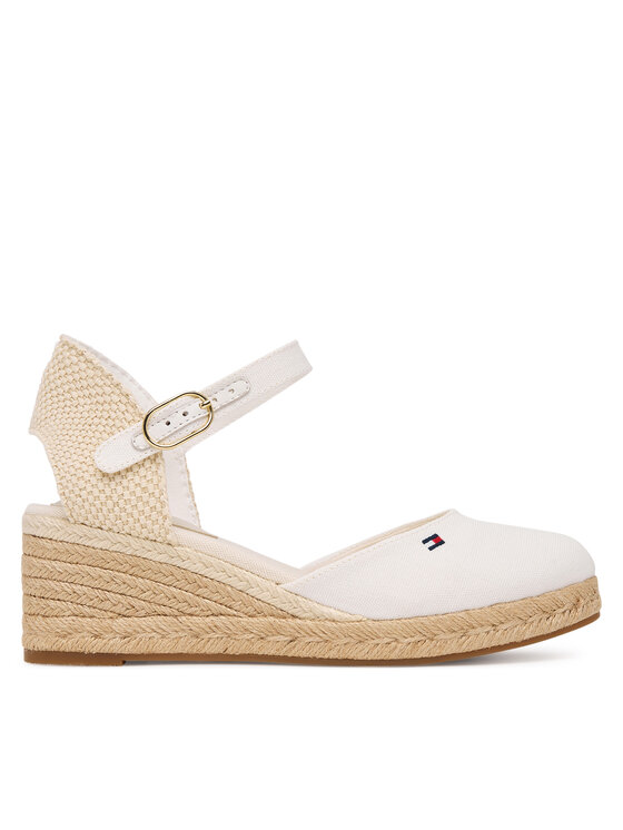 Tommy Hilfiger Espadrilės Tommy Hilfiger Mid Wedge Espad Closed Toe FW0FW09233 Écru