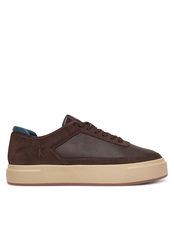 Calvin Klein Snīkeri Calvin Klein Basket Cupsole Laceup Lth-Nu YM0YM01354 Brūns