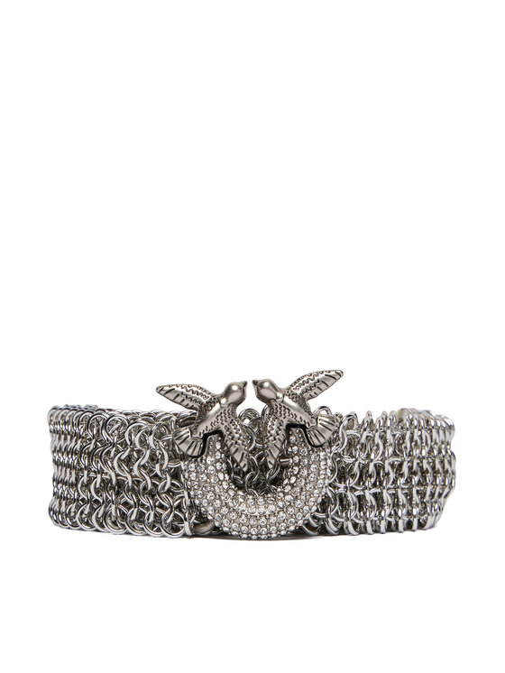 PINKO Жіночий ремінь PINKO Strass Buckle Belt H2 105878 A2X8 Срібний