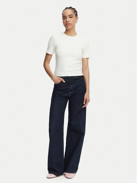 ONLY ONLY Camiseta Femke 15369336 Crema Slim Fit