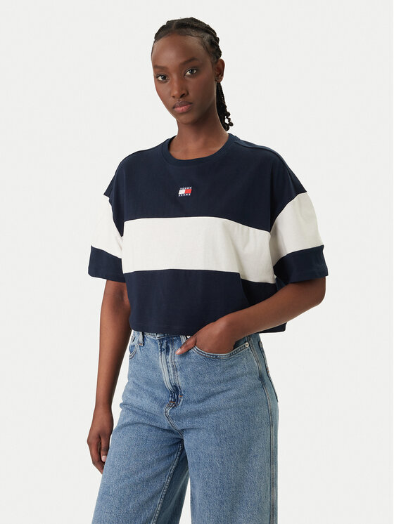 Tommy Jeans Tommy Jeans Camiseta Badge Colour-Blocked DW0DW18706 Azul marino Oversize
