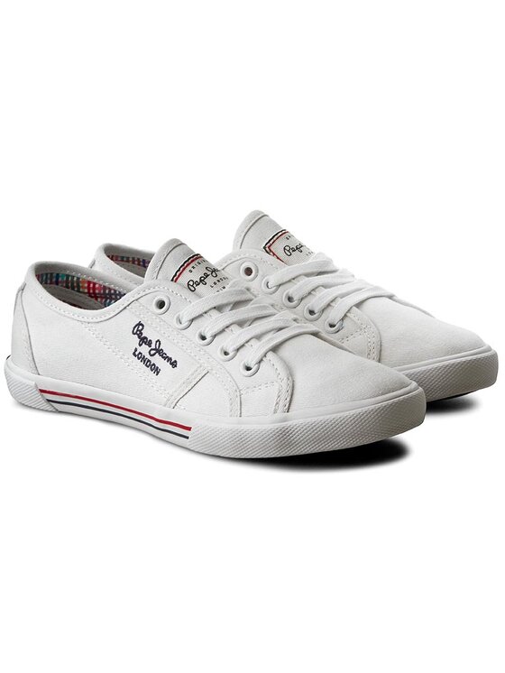 Pepe Jeans Tenis superge Pepe Jeans Aberlady Basic 17 PLS30500 Bela