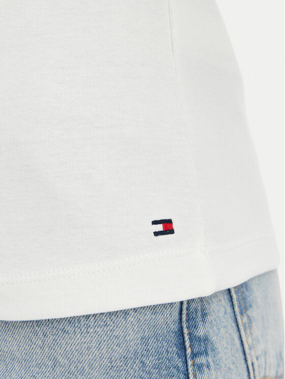 Tommy Hilfiger Tommy Hilfiger Camiseta Gold Btn Cap WW0WW50942 Crema Slim Fit