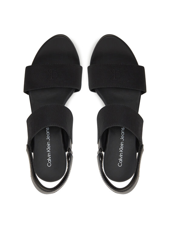 Calvin Klein Jeans Sandały Calvin Klein Jeans Wedge Sandal Webbing In YW0YW01790 Czarny