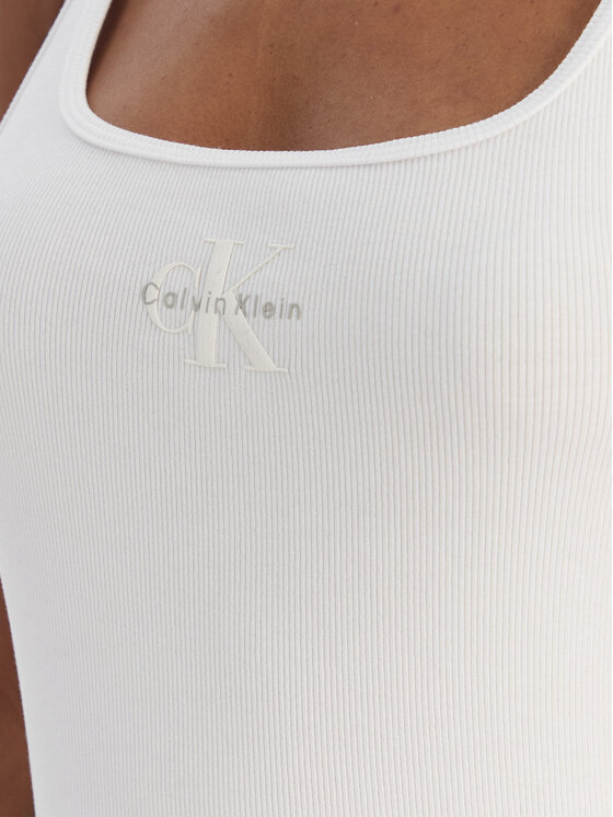 Calvin Klein Jeans Calvin Klein Jeans Top Monologo Scoop Nk Rib LV047A804G Blanco Slim Fit