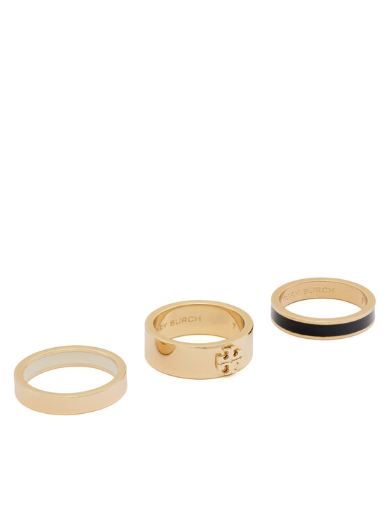 Tory Burch Кільце Tory Burch Enamel Ring Set 184445 Чорний