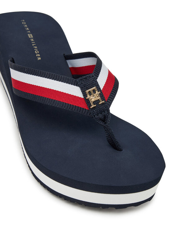 Tommy Hilfiger Infradito Tommy Hilfiger Th Corporate Wedge Beach Sandal FW0FW08520 Blu scuro
