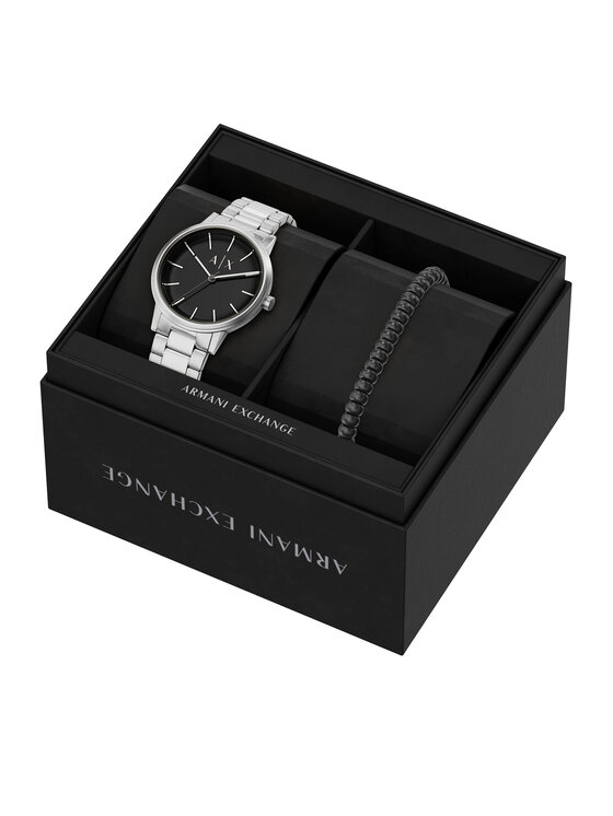 Armani Exchange Pulksteņa un rokassprādzes komplekts Armani Exchange Cayde Gift Set AX7182SET Sudraba