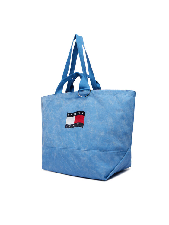 Tommy Jeans Borsetta Tommy Jeans Wavy Flag Canvas Tote Bag AW0AW18466 Blu