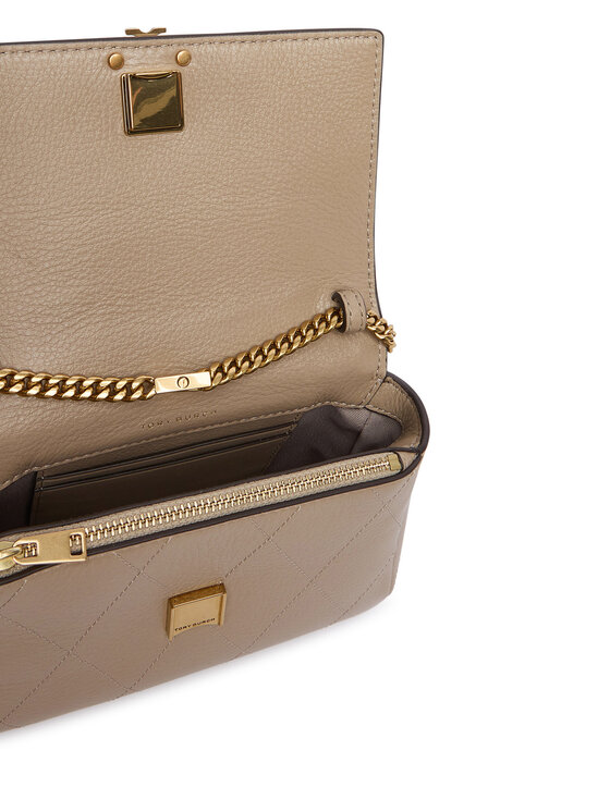 Tory Burch Сумка Tory Burch Charlie Quilted Mini Top Handle Chain Wallet 186032 Бежевий