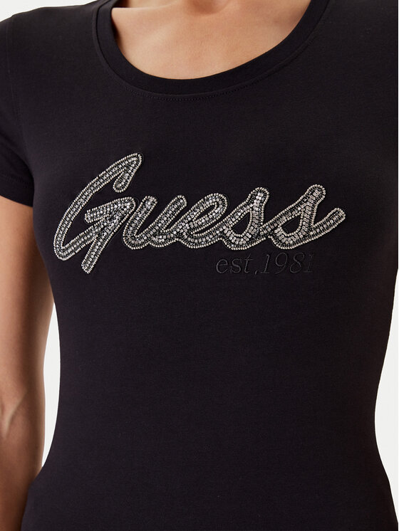 Guess Guess Футболка W5YI16 J1314 Чорний Regular Fit