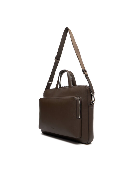 Calvin Klein Torba za prenosnik Calvin Klein Micro Pebble Slim Briefcase 36 LV04D3012G Rjava
