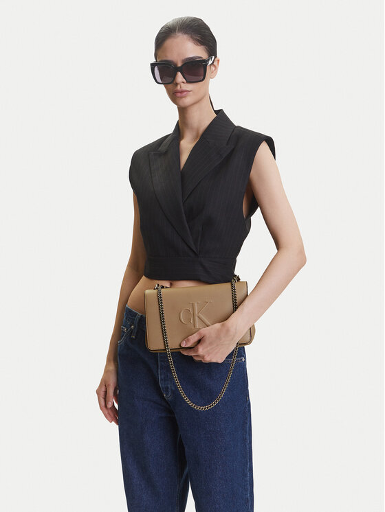Calvin Klein Jeans Torbica Calvin Klein Jeans Sculpted Ew Flap25 Shoulder Bag LV04K3035G Bež