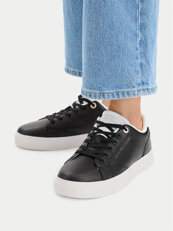 Tommy Hilfiger Sneakersy Tommy Hilfiger Th Feminine Cupsole Leather FW0FW09105 Czarny
