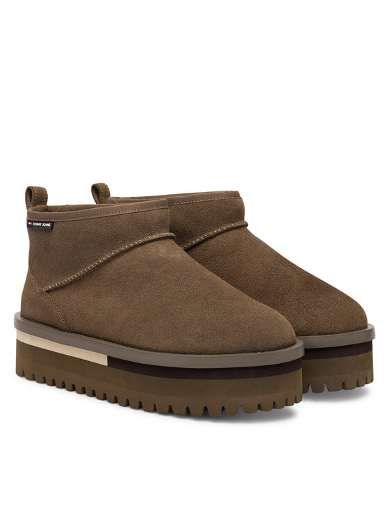 Tommy Jeans Snehule Tommy Jeans Tjw Flatform Snow Boot Suede EN0EN02841 Hnedá