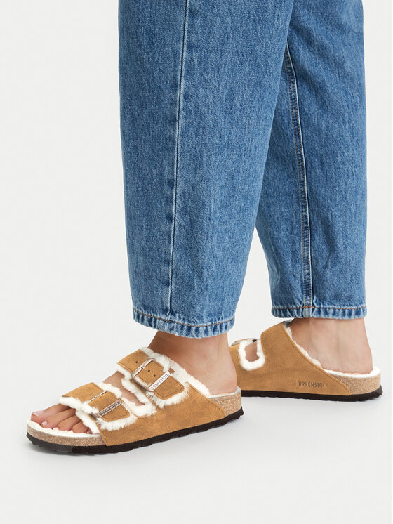 Birkenstock Kapcie Birkenstock Arizona Fur 1001135 Brązowy