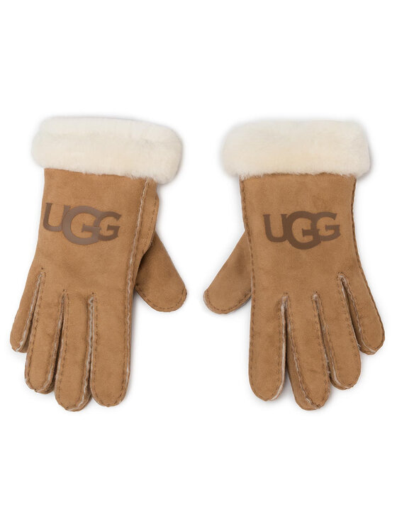 Ugg Γάντια Γυναικεία Ugg W Sheepskin Logo Glove 18691 Μπεζ