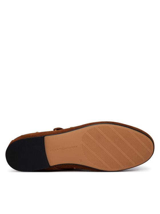 Tommy Hilfiger Baleriny Tommy Hilfiger Th Buckle Suede Stud Ballerina FW0FW09666 Brązowy