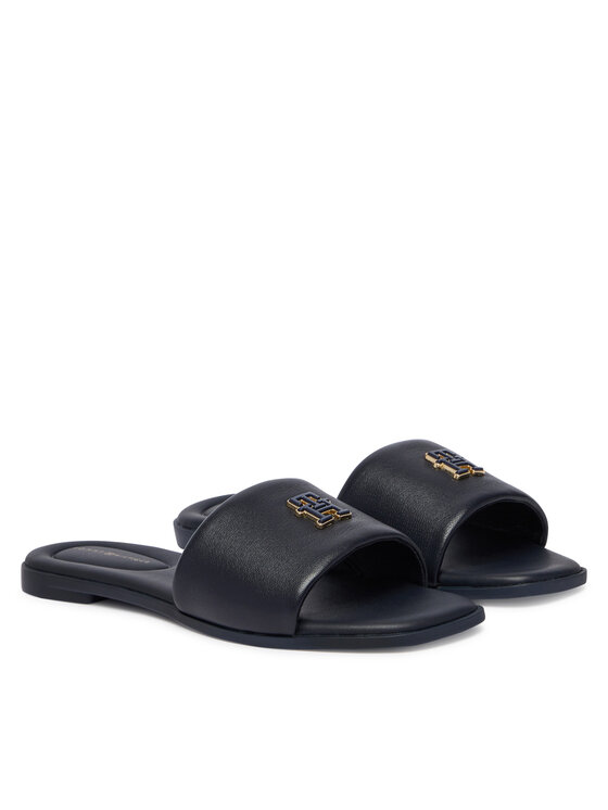Tommy Hilfiger Chanclas Tommy Hilfiger Th Logo Hardware Leather Mule FW0FW09292 Azul marino