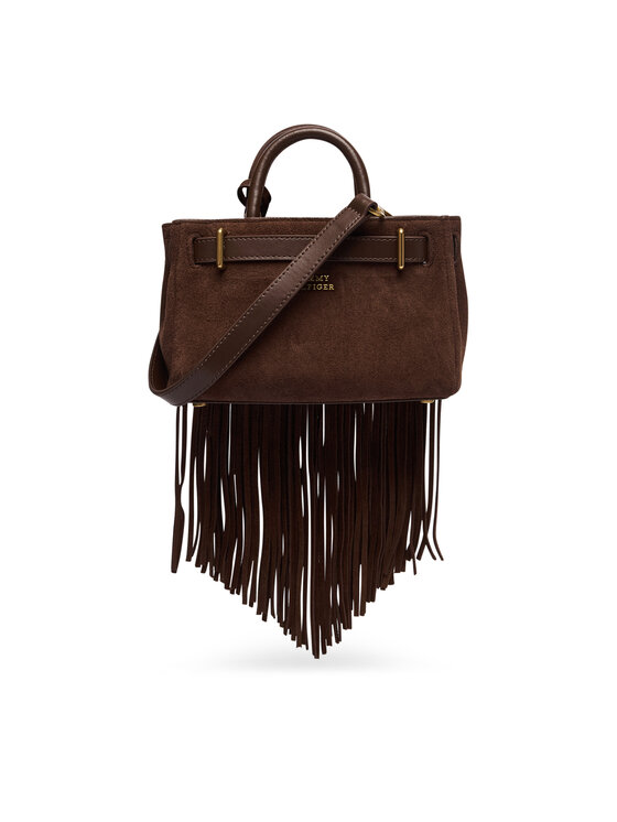Tommy Hilfiger Táska Tommy Hilfiger American Icon Micro Tote Fringes AW0AW19217 Sötétbarna