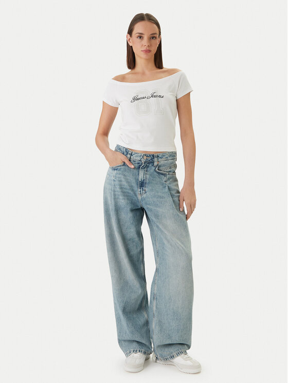 Guess Jeans Guess Jeans Majica W6GI07 J1314 Bela Regular Fit
