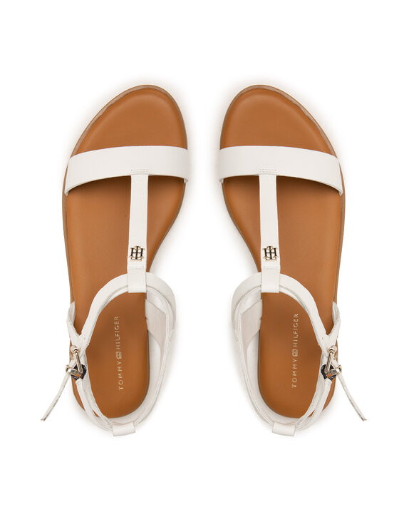 Tommy Hilfiger Sandály Tommy Hilfiger Feminine Leather Flat Sandal FW0FW05628 Bílá