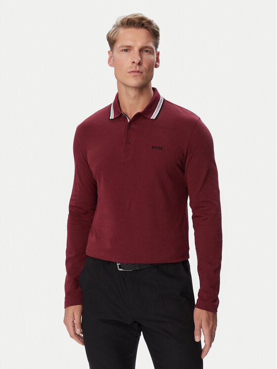 BOSS BOSS Polo Plisy  50536609 Guinda/burdeos Regular Fit