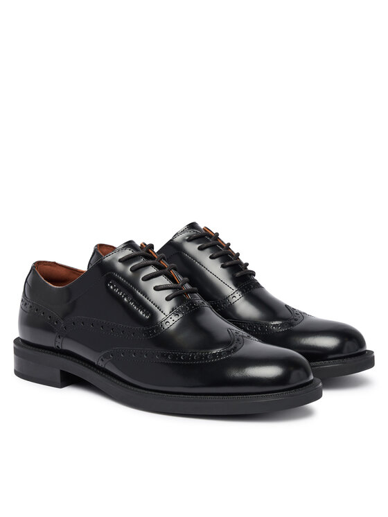 Tommy Hilfiger Zapatos hasta el tobillo Tommy Hilfiger Lth Abrasivato Brogue Shoe FM0FM06078 Negro