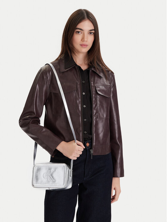 Calvin Klein Geantă Calvin Klein Bold Ck Metallic Camera Bag LV04F3331G Argintiu