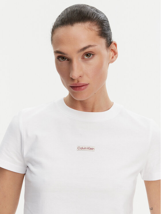 Calvin Klein Jeans Calvin Klein Jeans Camiseta Placed Institutional J20J225524 Blanco Slim Fit
