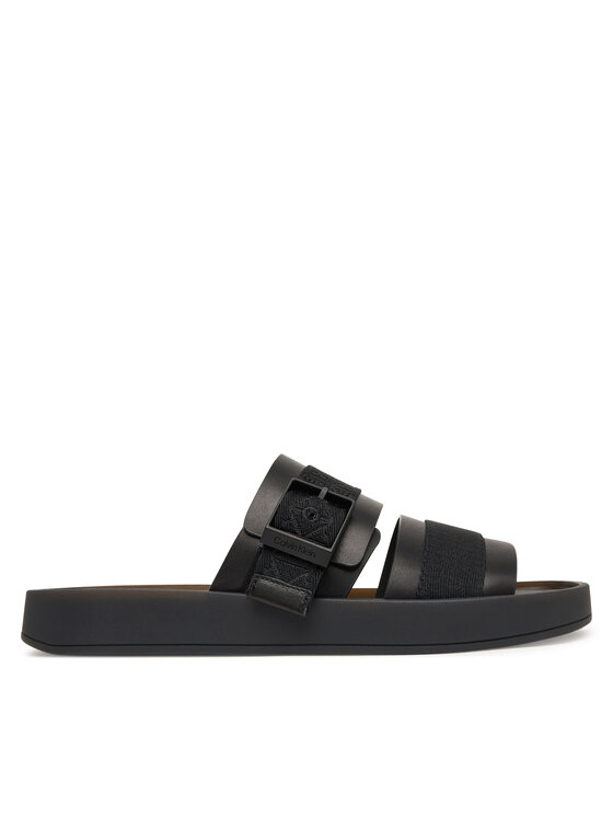 Calvin Klein Şlapi Calvin Klein Ergon Buckle Sandal Wb Lth Aop HM0HM02096 Negru