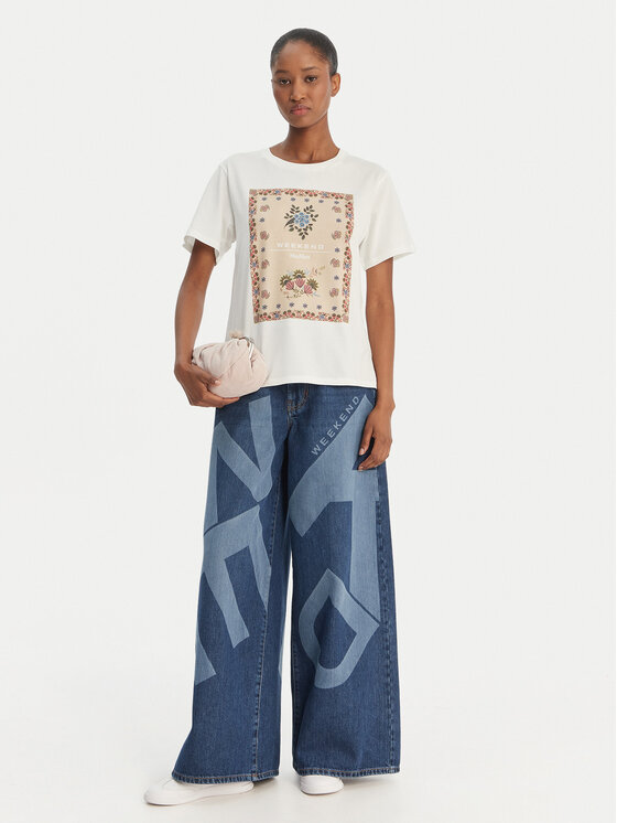 Weekend Max Mara Weekend Max Mara Camiseta Pantera 2615971032 Blanco Regular Fit