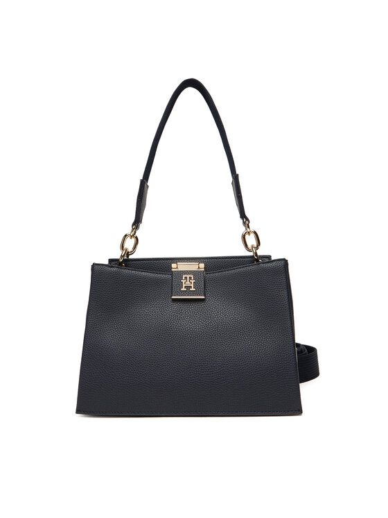 Tommy Hilfiger Ročna torba Tommy Hilfiger Th Her Med Satchel Corp AW0AW17830 Mornarsko modra