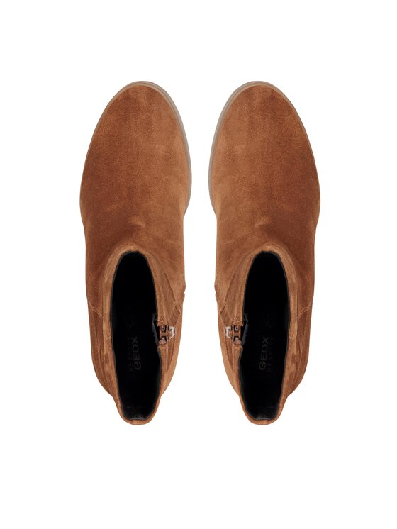 Geox Polokozačky Geox D Elidea Wedge D36VQB 00022 CD500 Hnědá
