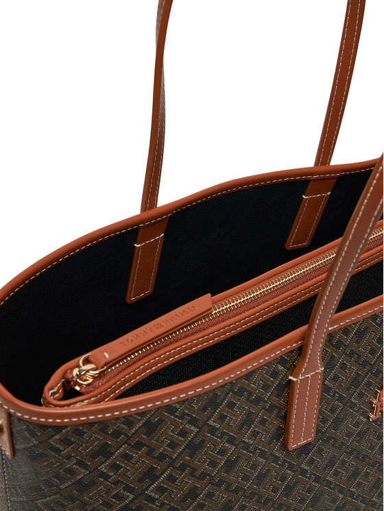 Tommy Hilfiger Bolso Tommy Hilfiger Th Monoplay Leather Tote AW0AW17416 Negro