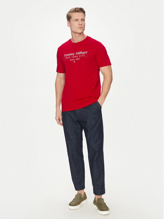 Tommy Hilfiger Tommy Hilfiger Camiseta Center Stack MW0MW38621 Rojo Regular Fit
