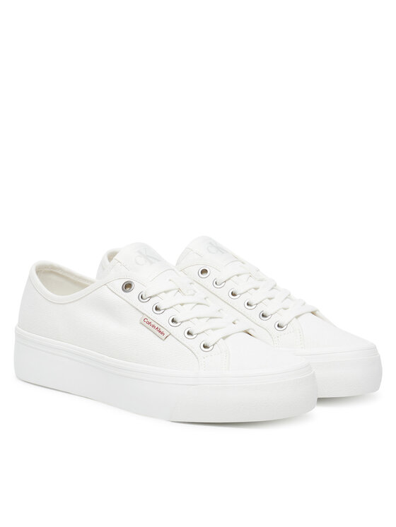 Calvin Klein Jeans Tenisky Calvin Klein Jeans Vulc Flatform Ctn Logo Tag YW0YW01838 Bílá