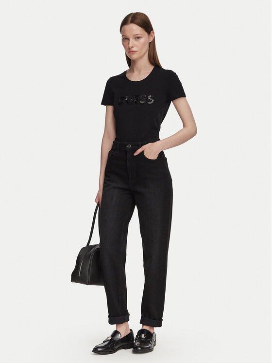 Guess Guess T-Shirt W5GI17 J1314 Μαύρο Slim Fit