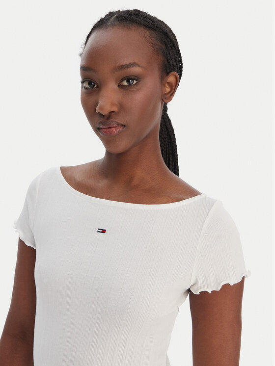 Tommy Jeans Tommy Jeans Camiseta Lettuce Edge DW0DW22460 Écru Slim Fit