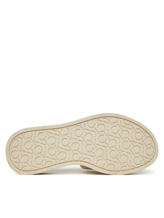 Calvin Klein Klapki Calvin Klein Flatform Slide W/Ck Hw - Lth HW0HW02368 Écru
