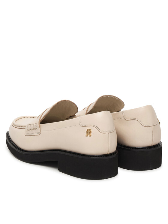 Tommy Hilfiger Loafersy Tommy Hilfiger Elettra Penny Leather FW0FW09360 Écru