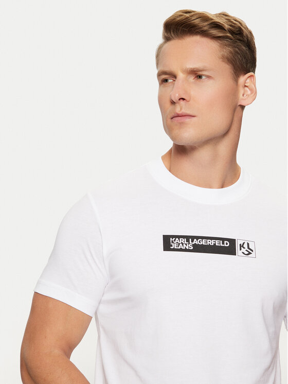 Karl Lagerfeld Jeans Karl Lagerfeld Jeans Marškinėliai A1M17112 Balta Slim Fit
