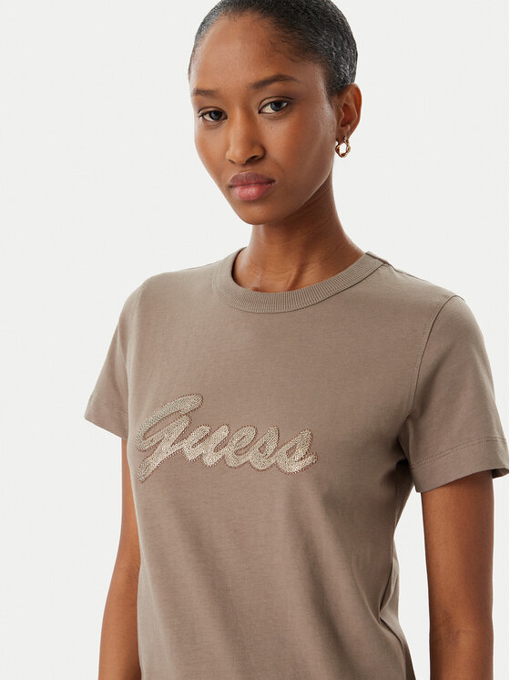 Guess Guess Футболка W6GI08 K3023 Коричневий Regular Fit
