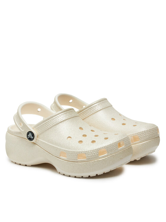 Crocs Шльопанці Crocs Classic Platform Glitter Clog W 207241 Écru